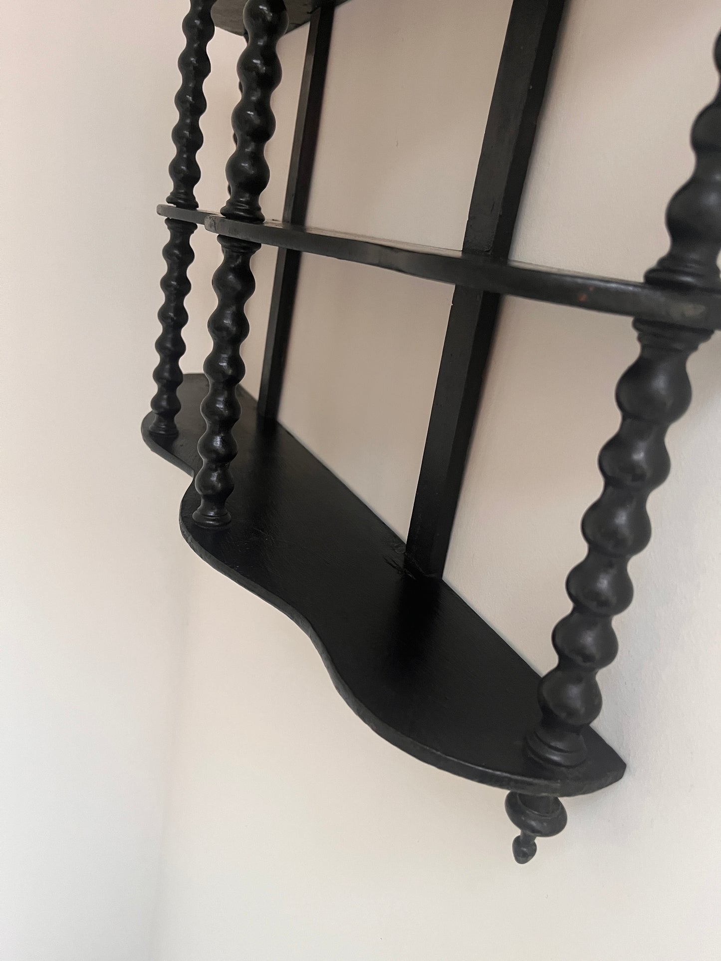 Ebonised Antique French Bobbin Shelves
