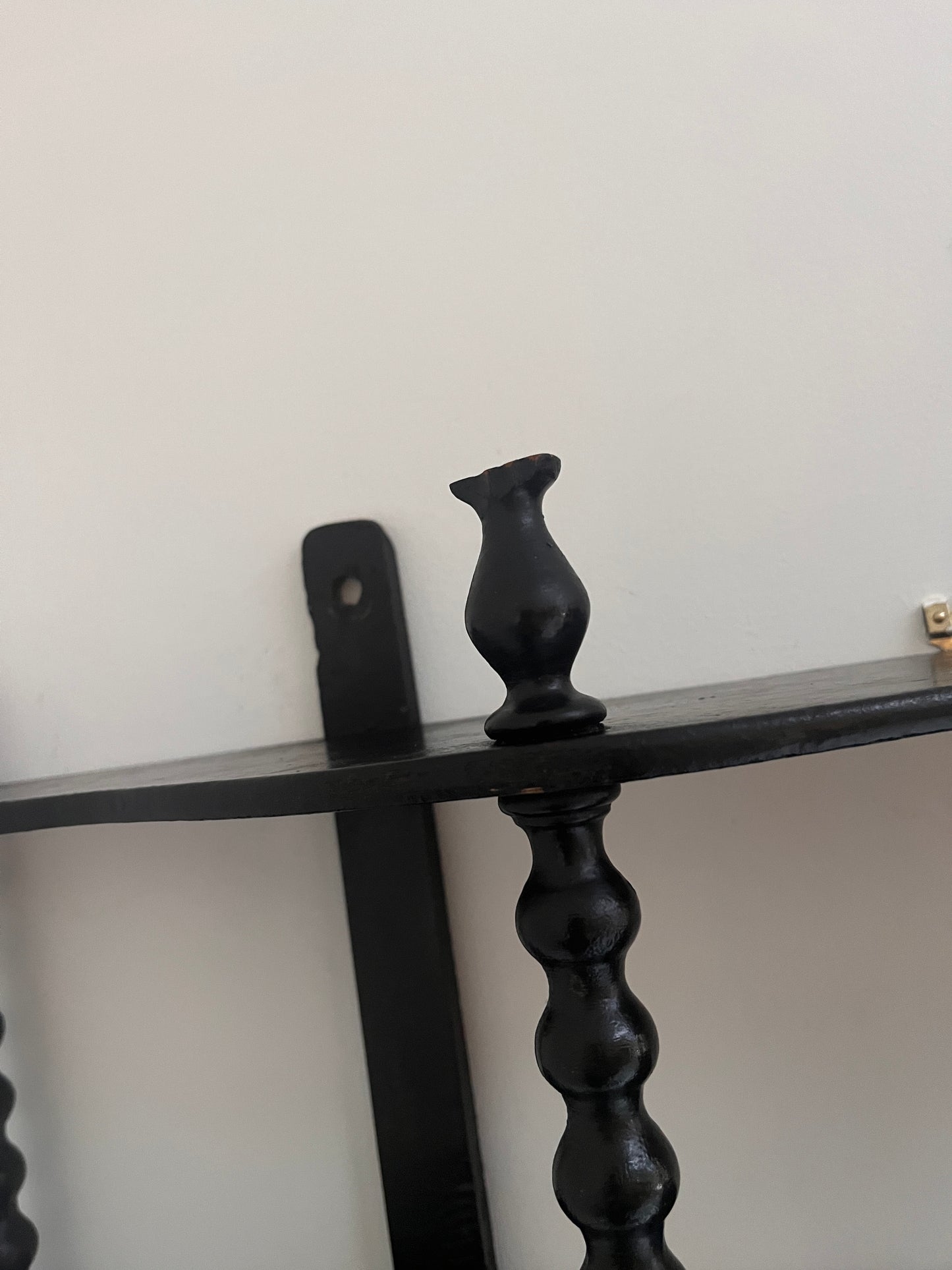 Ebonised Antique French Bobbin Shelves