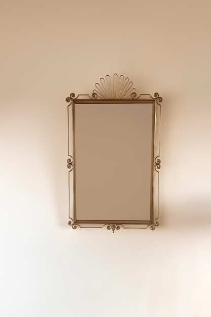 Mid-Century French Brass Framed Mirror