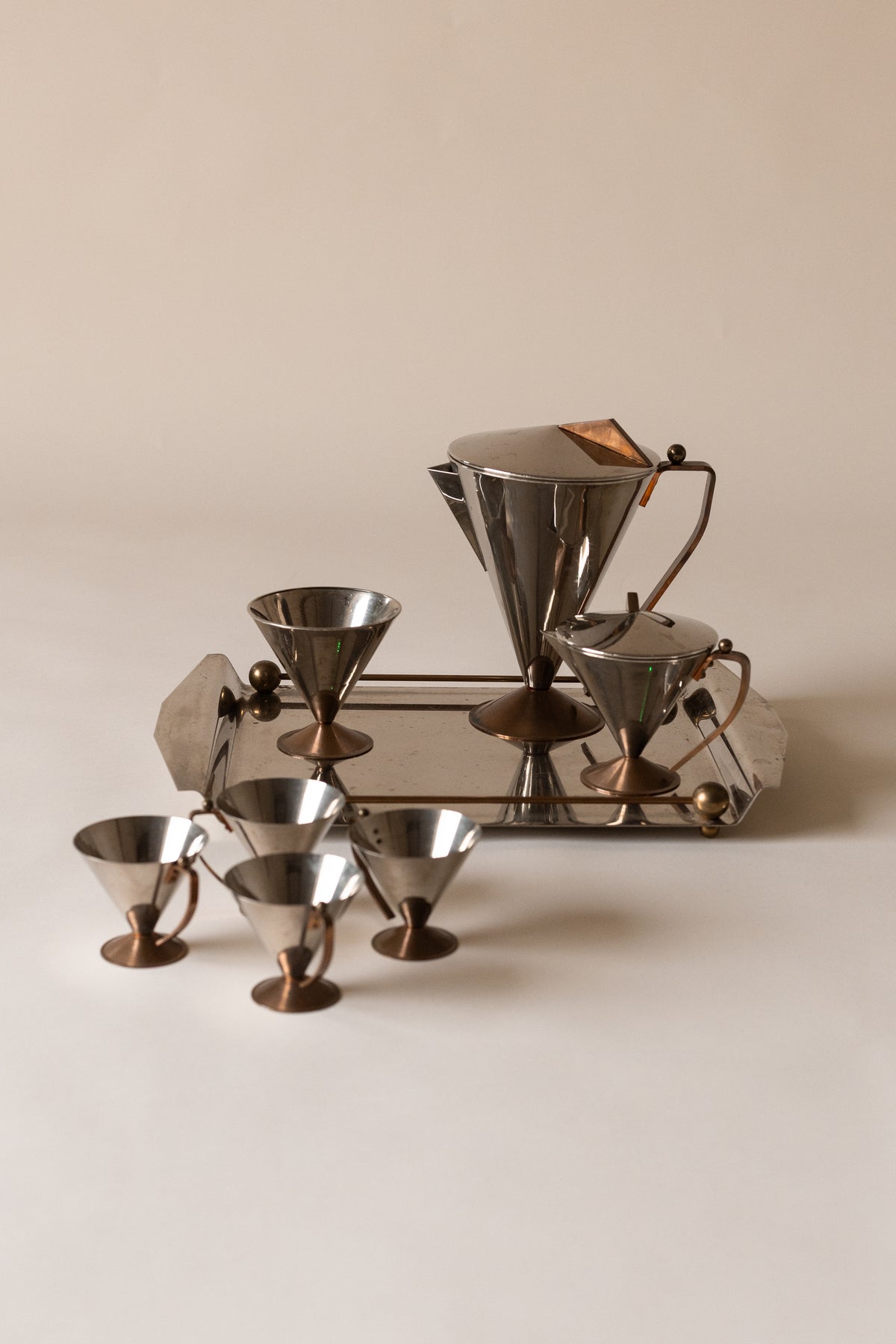Postmodern Italian Conical Tea & Coffee Service.