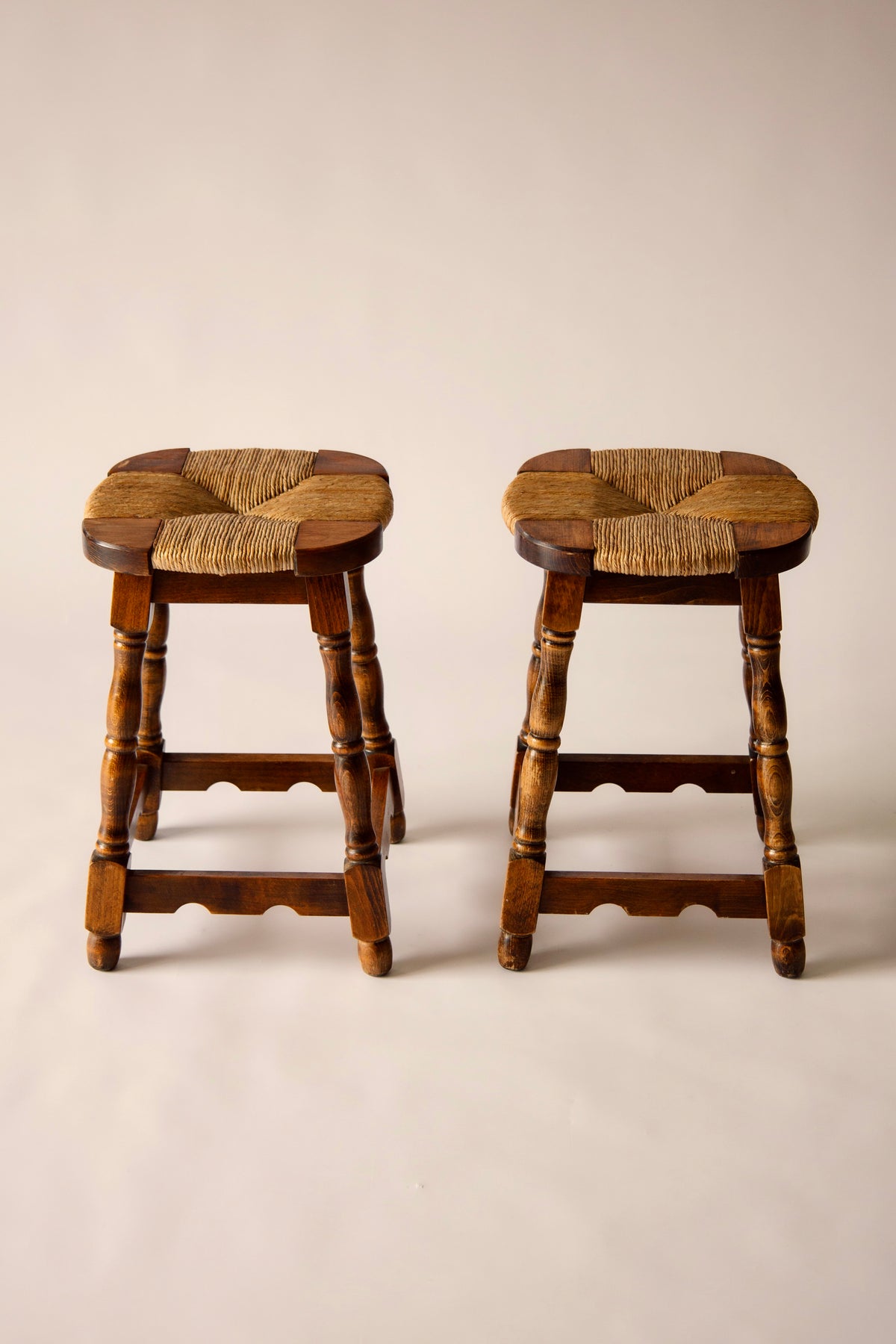 French Rush-Seated Stool, Early 20th Century