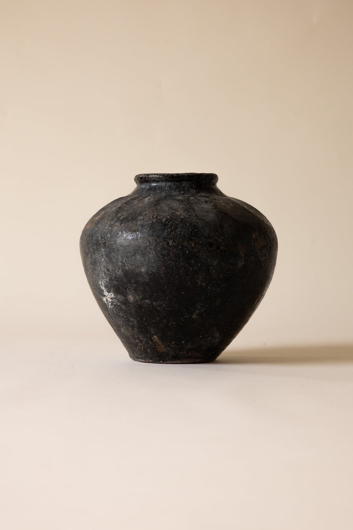 19th-Century Chinese Hand-Built Clay Storage Vessel