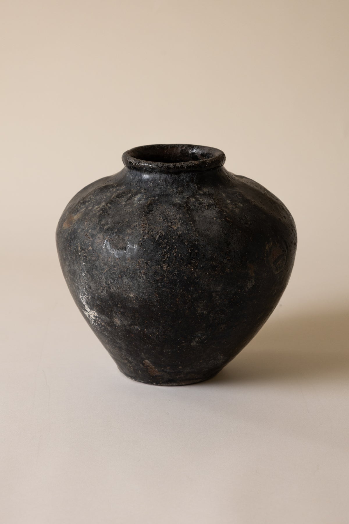 19th-Century Chinese Hand-Built Clay Storage Vessel