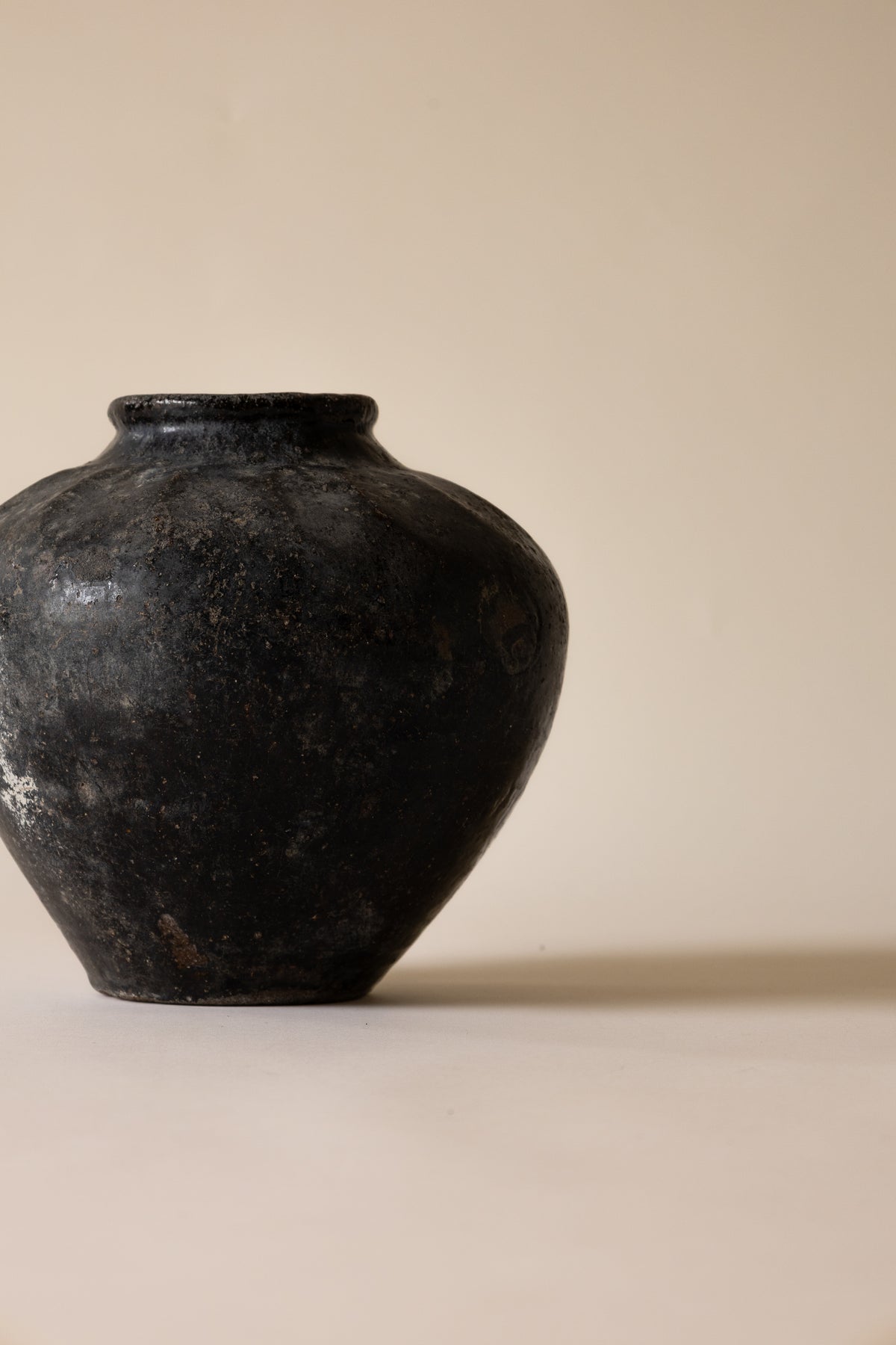 19th-Century Chinese Hand-Built Clay Storage Vessel