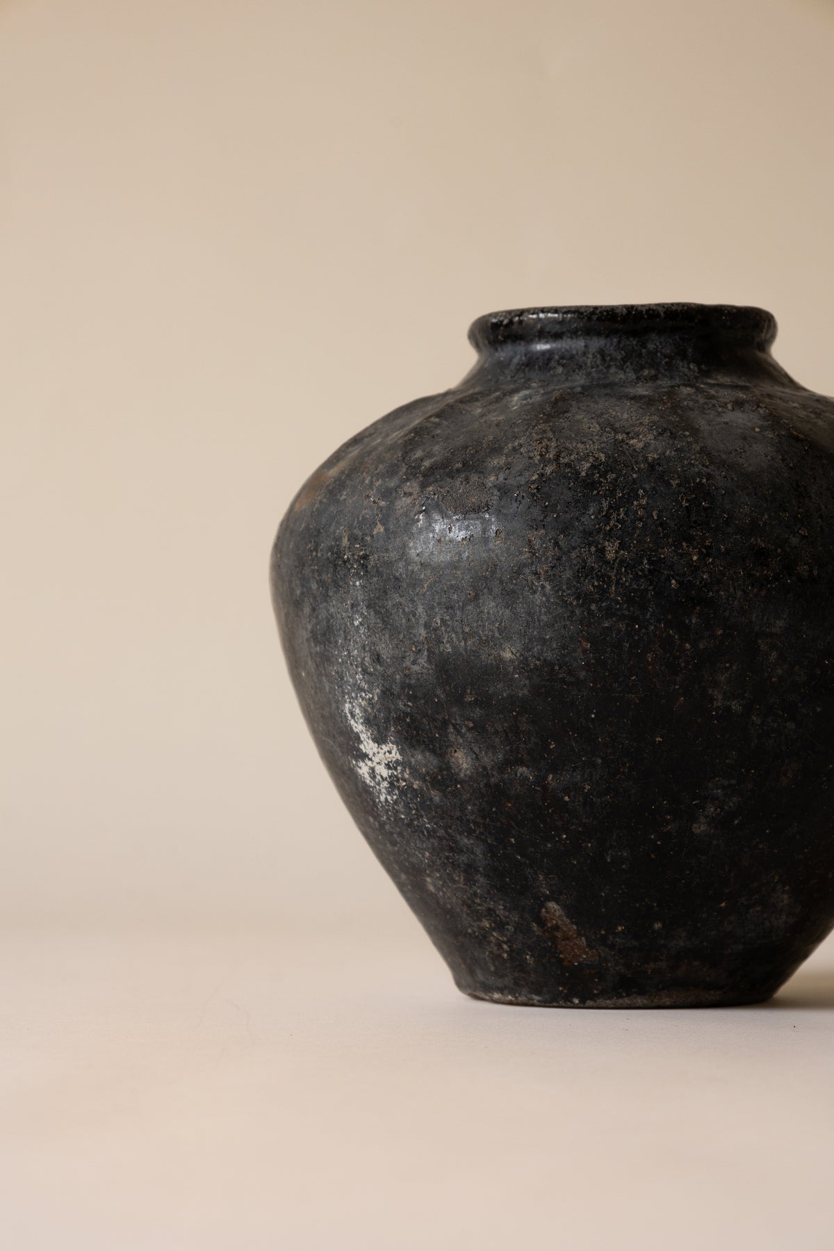19th-Century Chinese Hand-Built Clay Storage Vessel