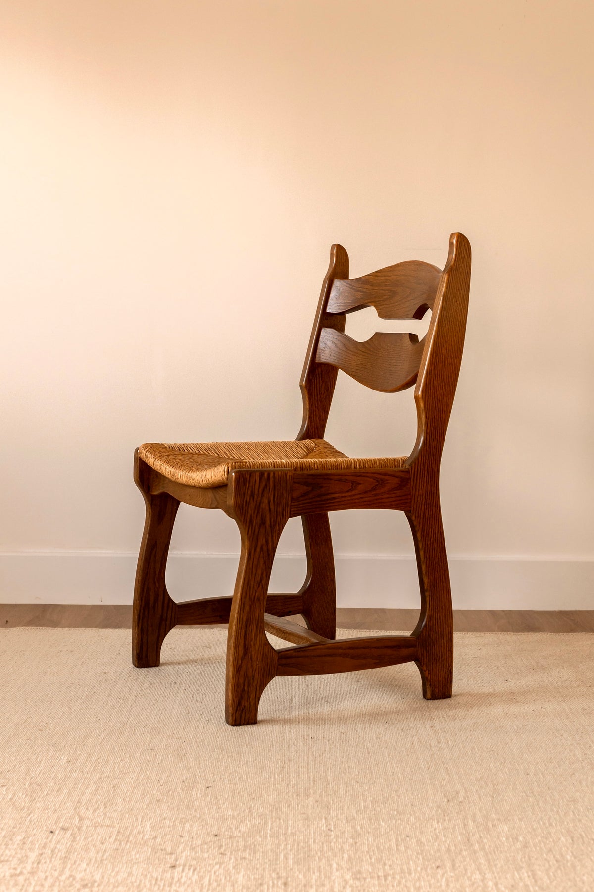 Set of Six French Oak Razor-Back Chairs