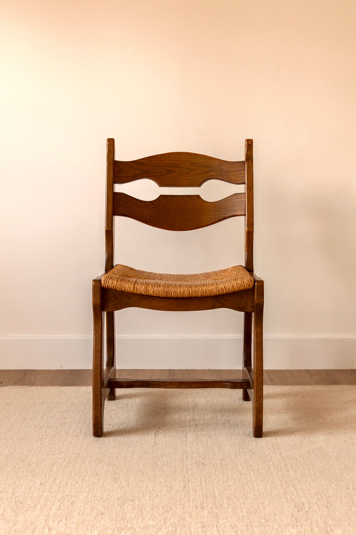 Set of Six French Oak Razor-Back Chairs