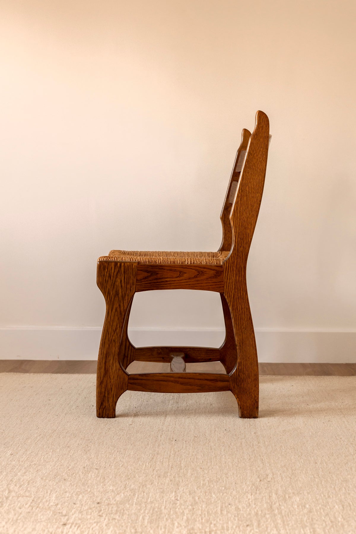 Set of Six French Oak Razor-Back Chairs