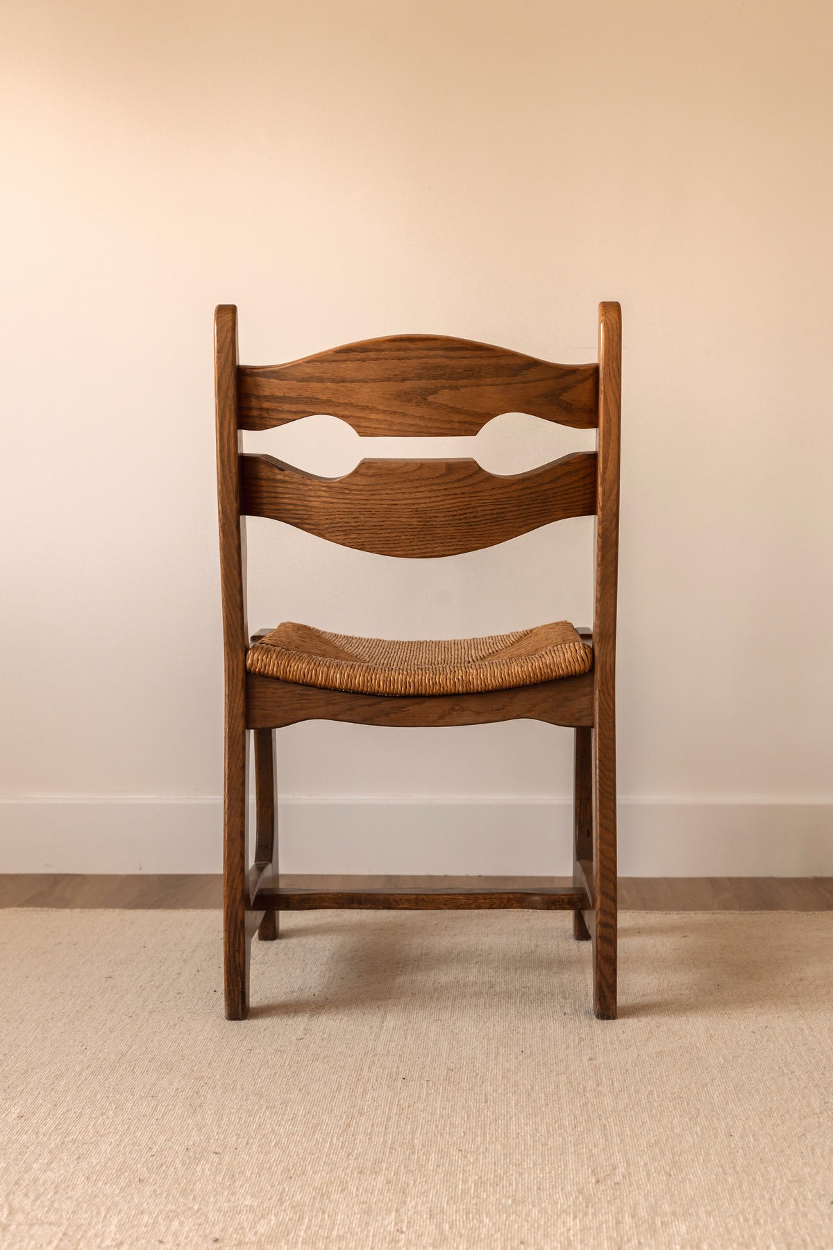 Set of Six French Oak Razor-Back Chairs