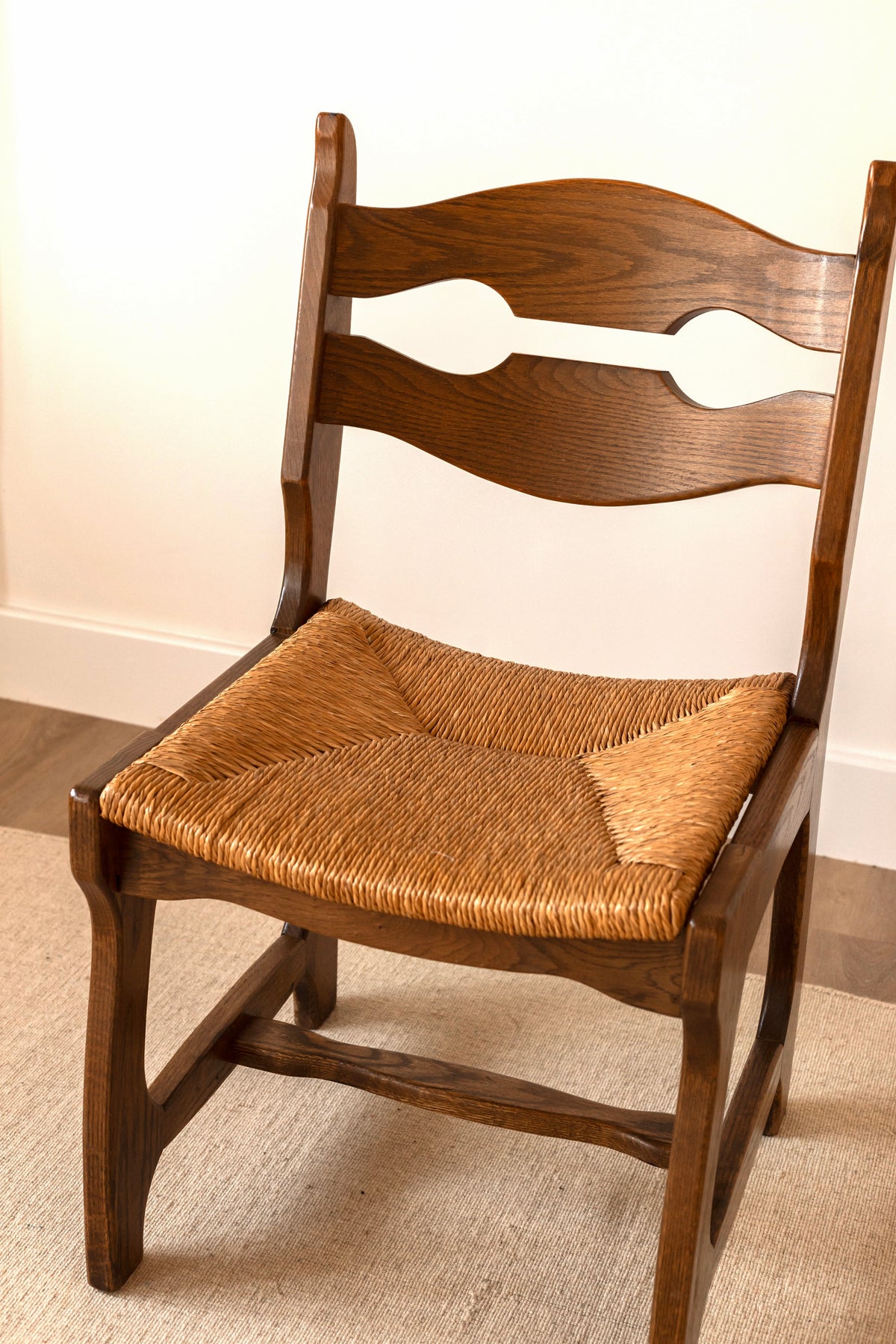 Set of Six French Oak Razor-Back Chairs