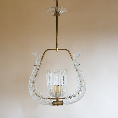 Mid-Century Murano Glass Pendant Light attr. Barovier & Toso
