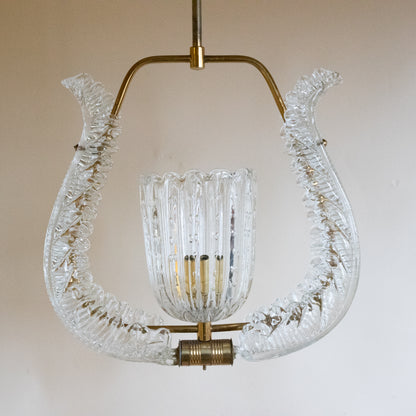 Mid-Century Murano Glass Pendant Light attr. Barovier & Toso