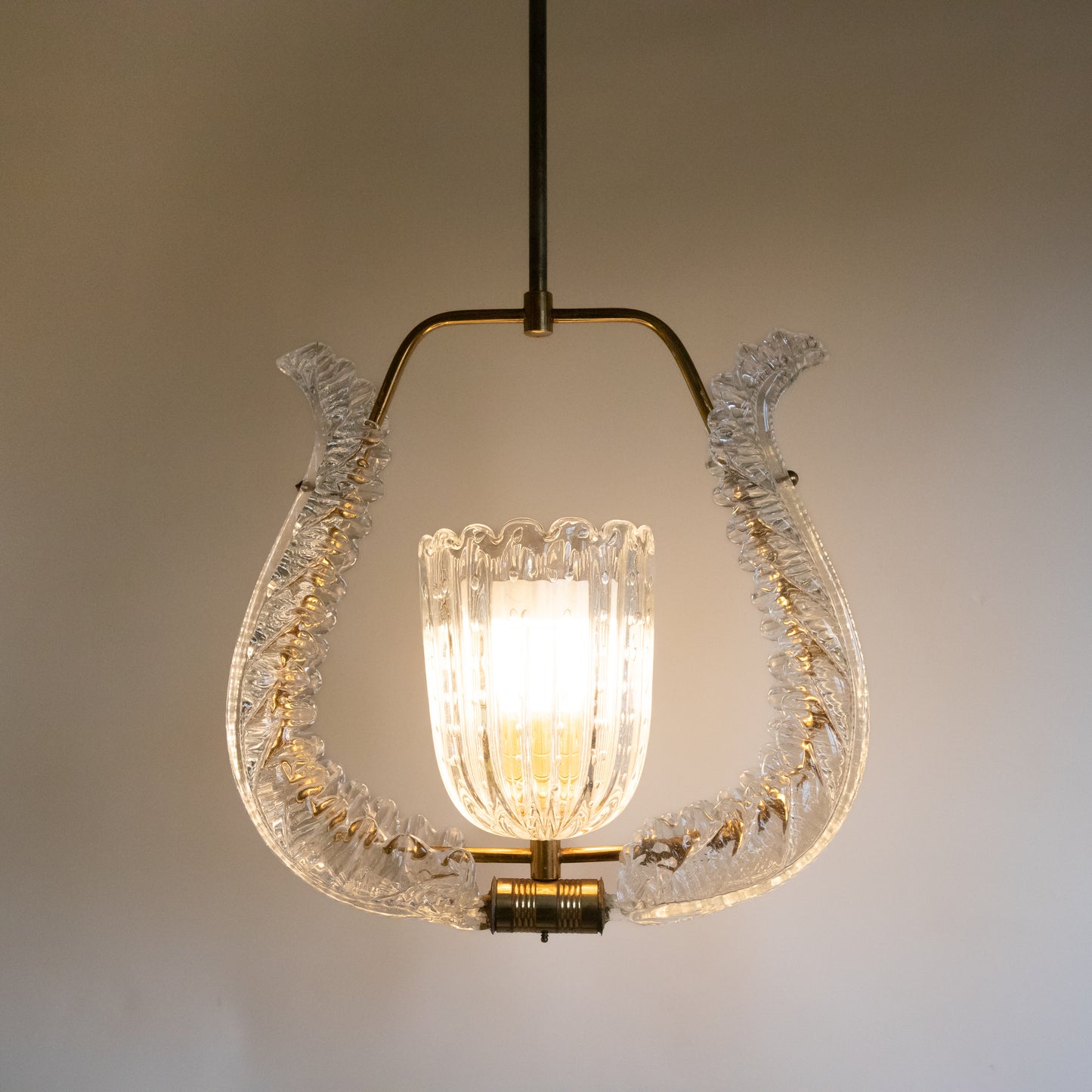 Mid-Century Murano Glass Pendant Light attr. Barovier & Toso