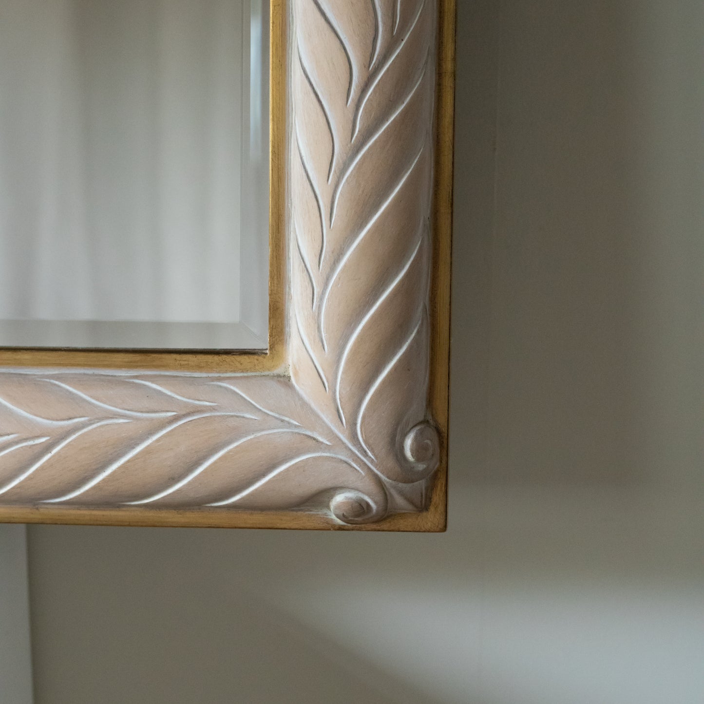 Large Arched Mirror with Leaf Motif Frame, Belgium c.1980