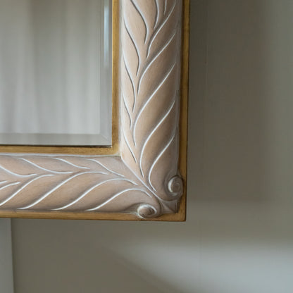 Large Arched Mirror with Leaf Motif Frame, Belgium c.1980