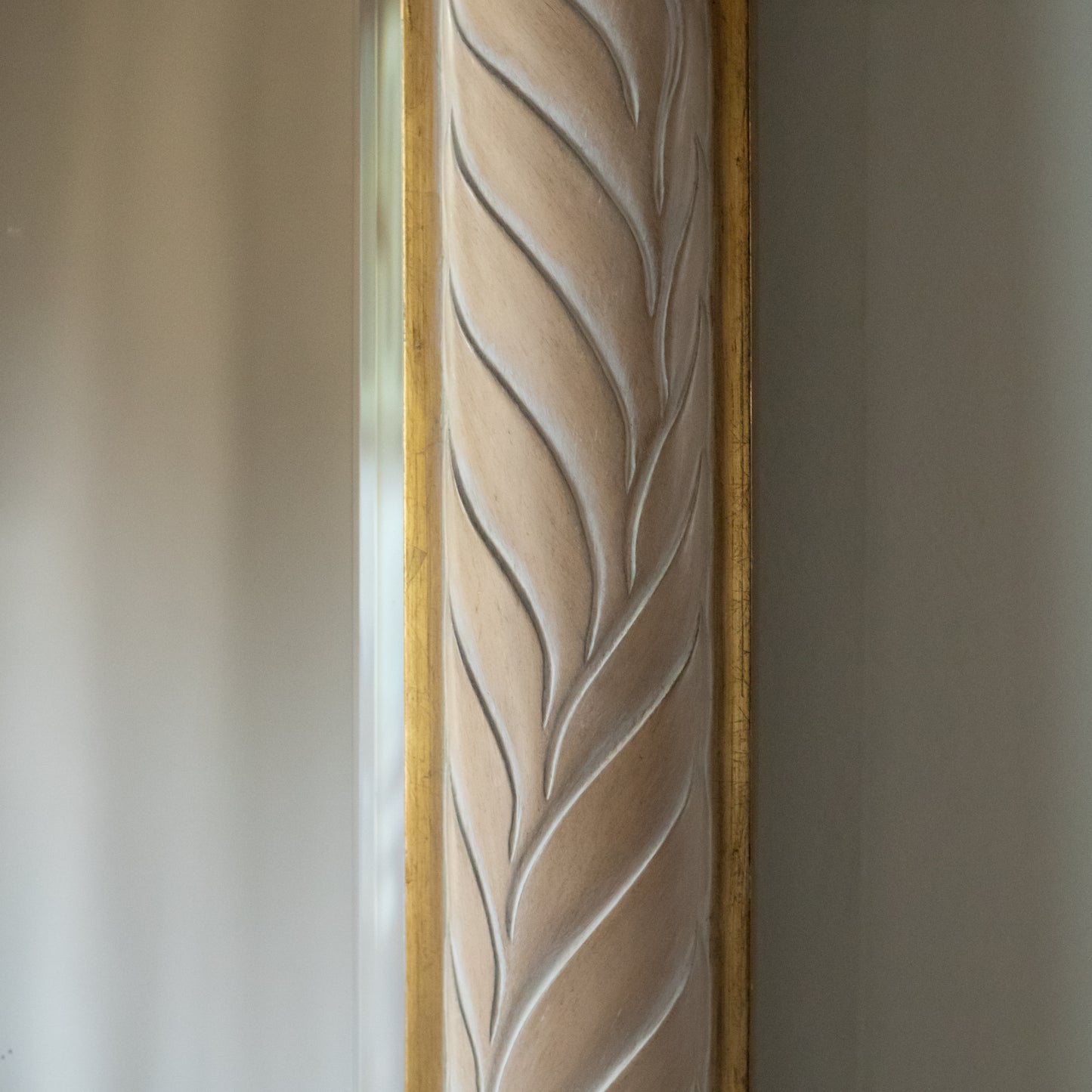 Large Arched Mirror with Leaf Motif Frame, Belgium c.1980