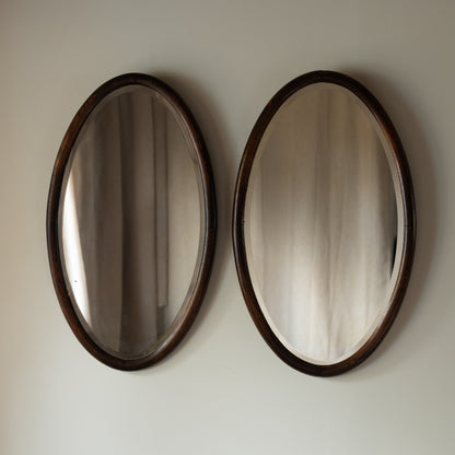 Pair of  Oval Oak Mirrors c. 1910