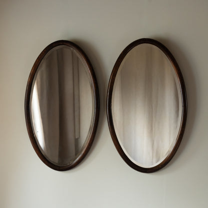 Pair of  Oval Oak Mirrors c. 1910