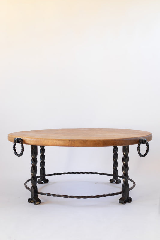 French Oak and Iron Coffee Table, c.1940