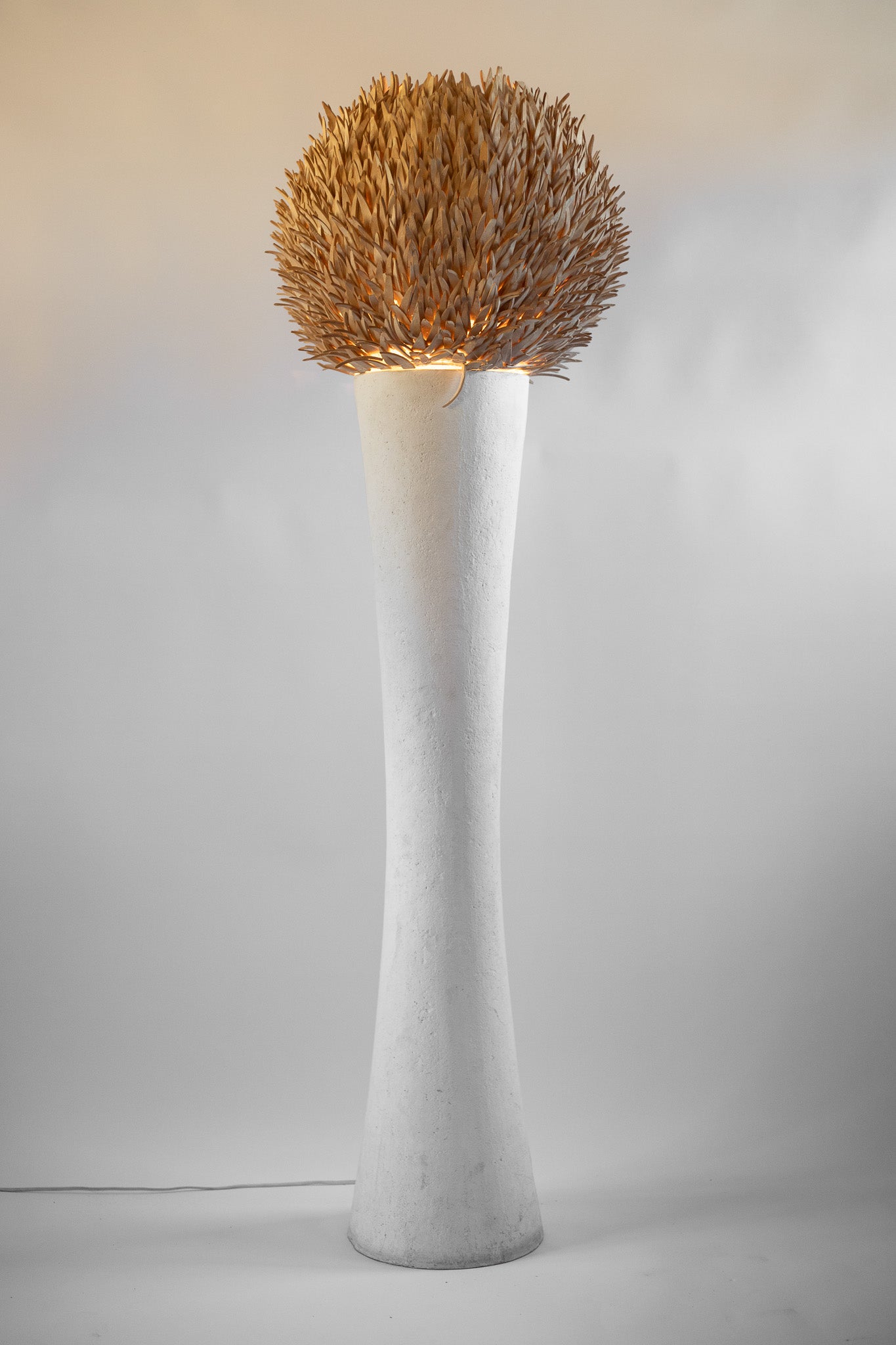 Vintage Plaster Floor Lamp With Coconut Shade