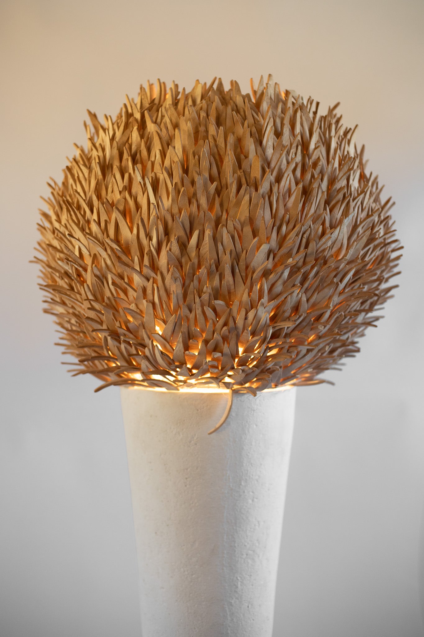 Vintage Plaster Floor Lamp With Coconut Shade