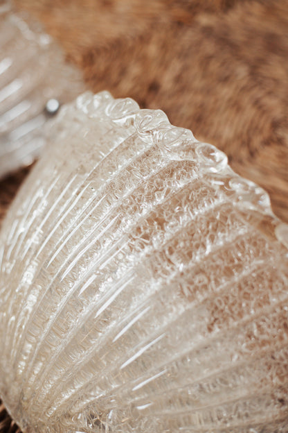 Large Pair of Murano 'Graniglia' Glass Scalloped Wall Lights