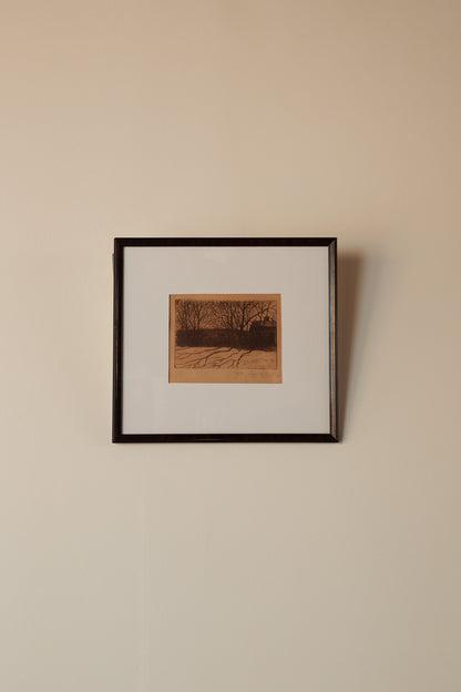 Etching by Oscar Lycke, Sweden Early 20th Century