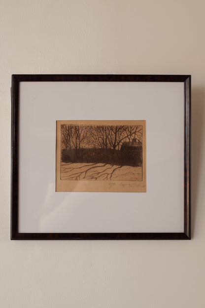 Etching by Oscar Lycke, Sweden Early 20th Century