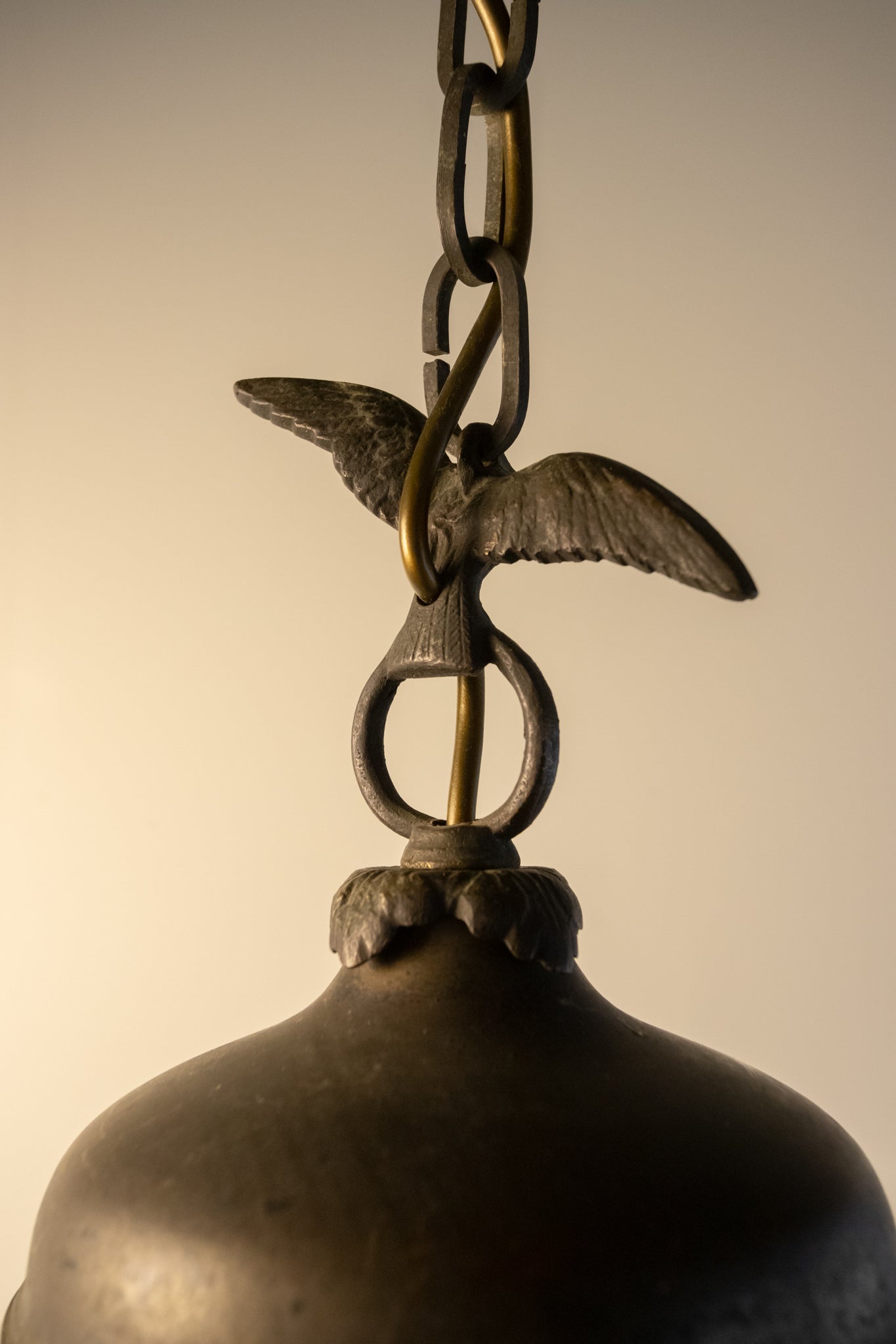 Flemish Patinated Brass Ceiling Lantern - Belgium C.1920