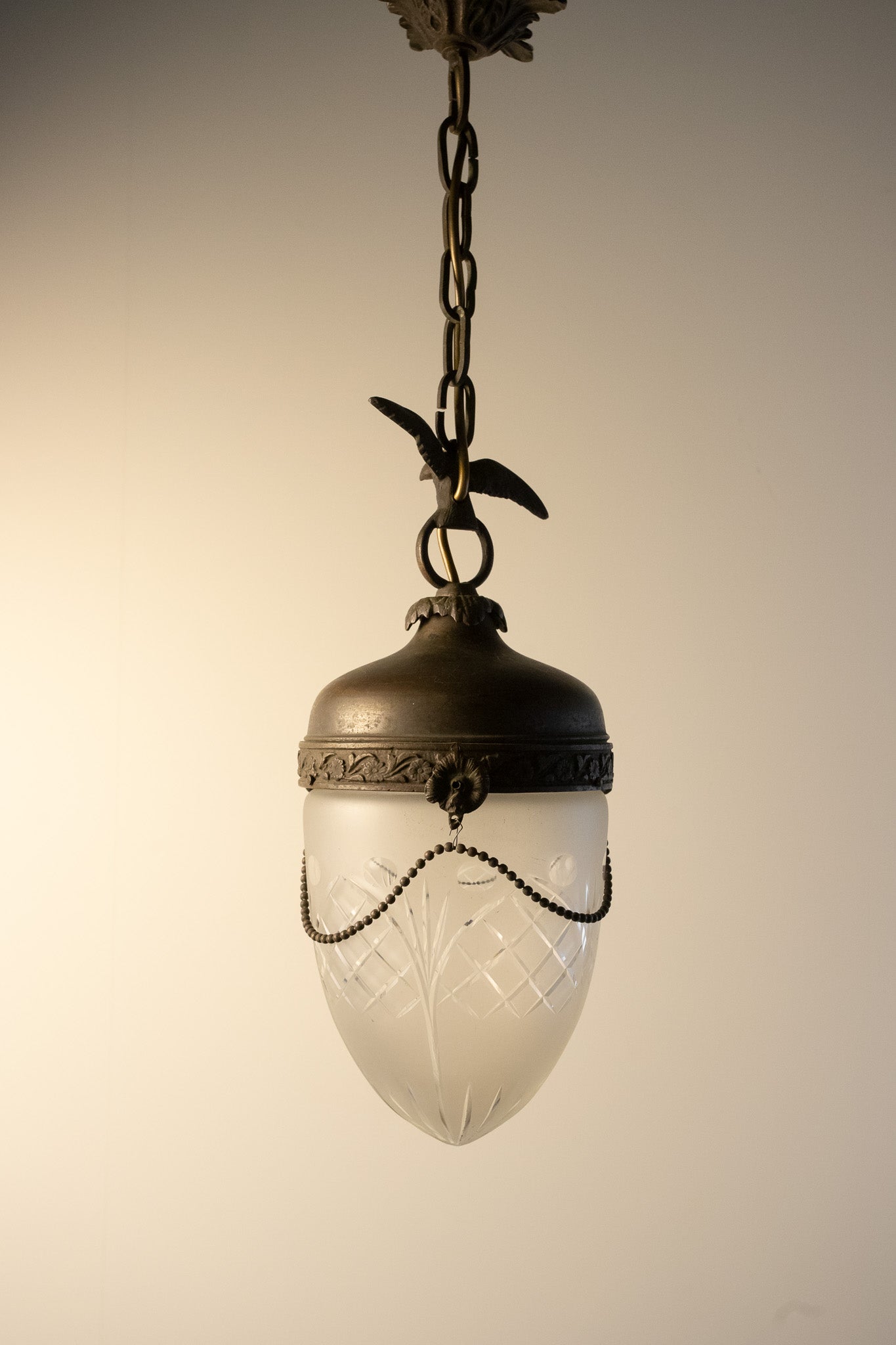 Flemish Patinated Brass Ceiling Lantern - Belgium C.1920