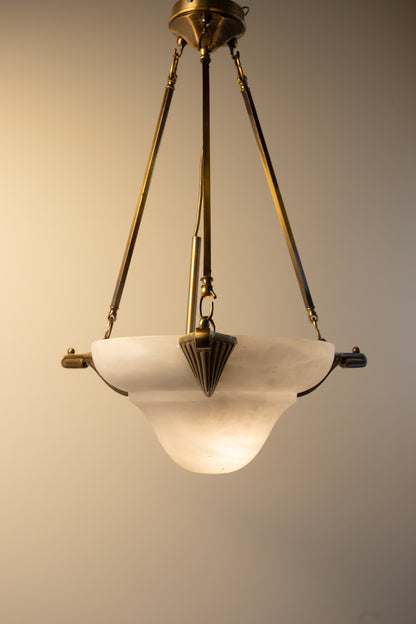 Art Deco Revival Carved Alabaster Plafonnier