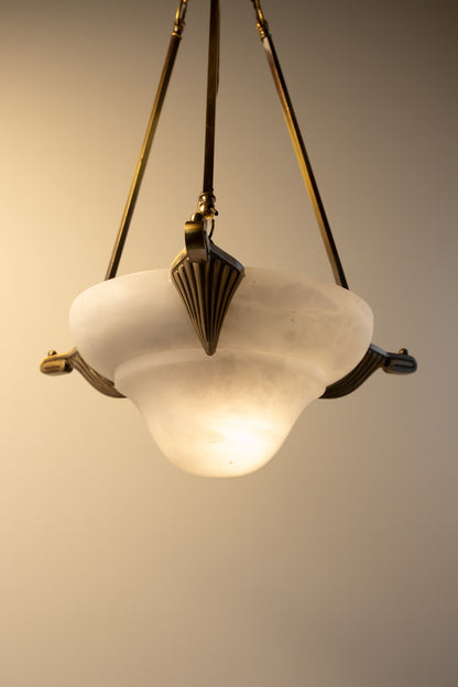 Art Deco Revival Carved Alabaster Plafonnier