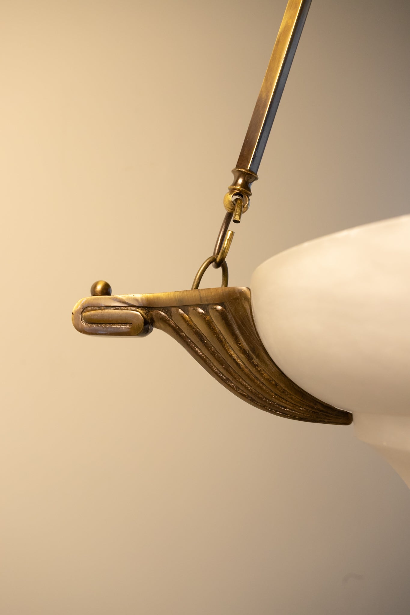 Art Deco Revival Carved Alabaster Plafonnier