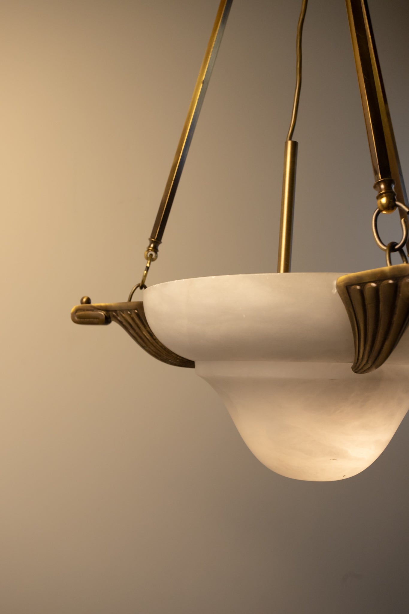 Art Deco Revival Carved Alabaster Plafonnier