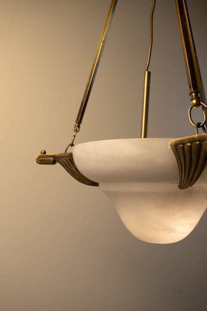 Art Deco Revival Carved Alabaster Plafonnier