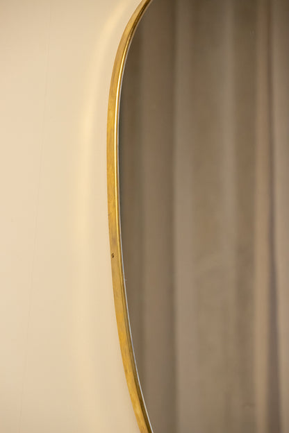 Large Mid-Century Italian Brass Shield Mirror