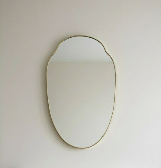 Large Mid-Century Italian Brass Shield Mirror