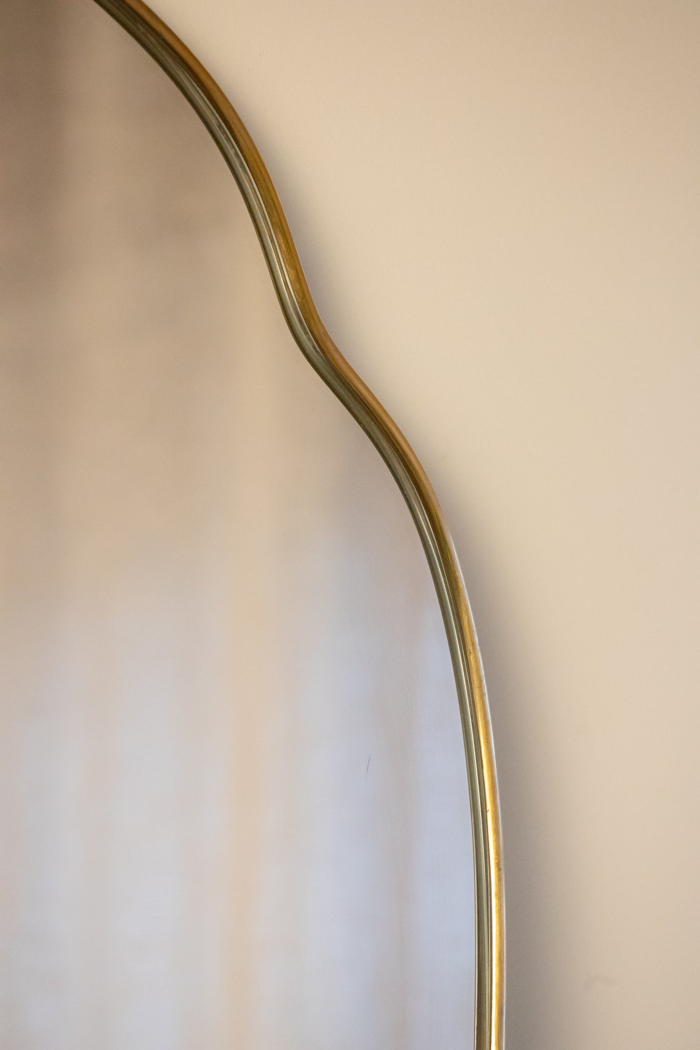 Large Mid-Century Italian Brass Shield Mirror