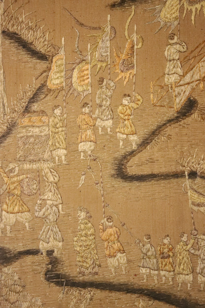 Late Qing Dynasty Hand-Embroidered Silk Panel