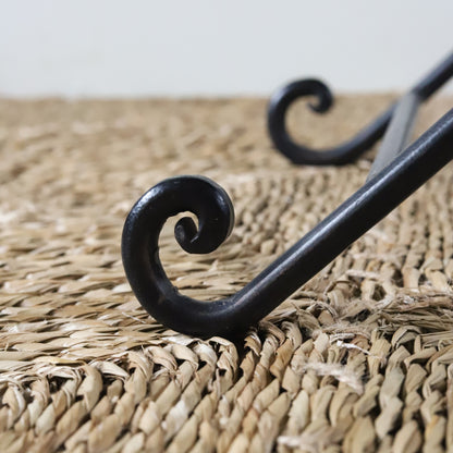 Vintage French Iron and Leather Stool