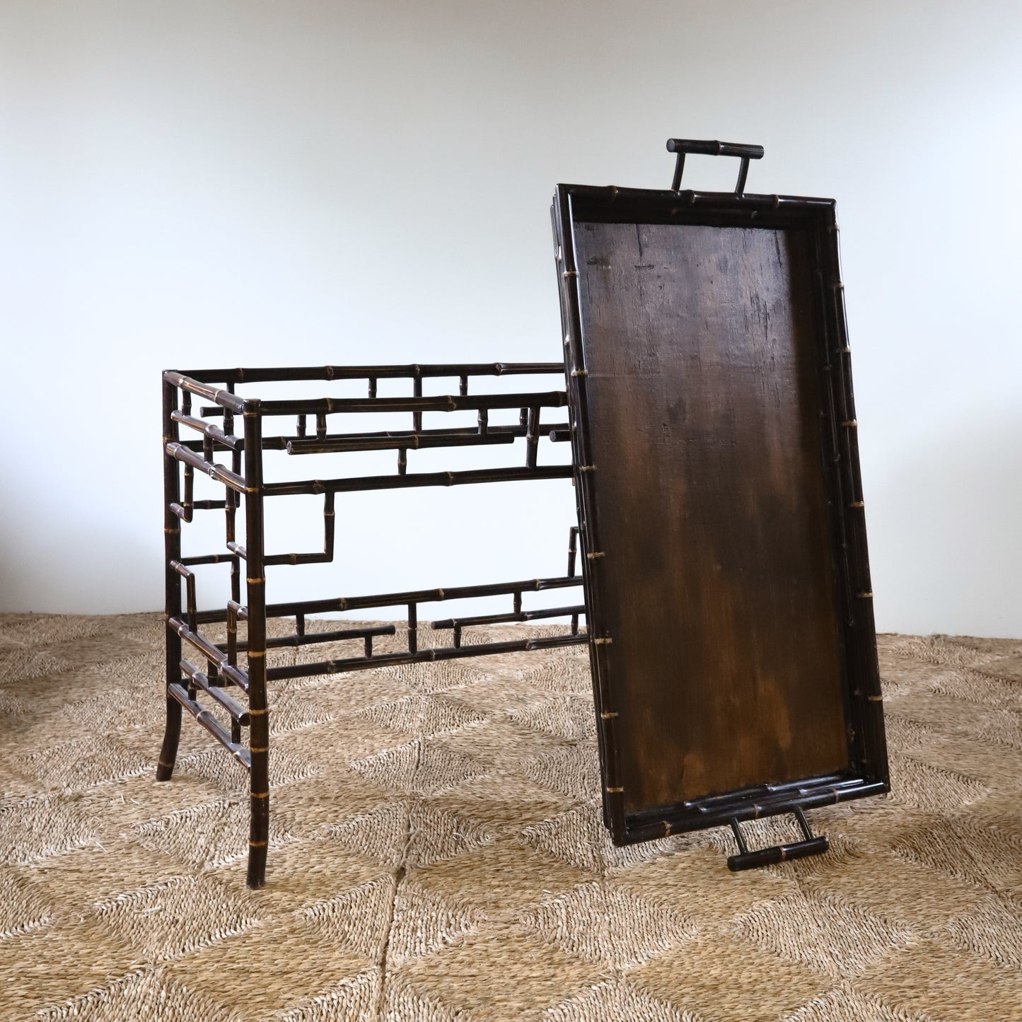 Midcentury Chinoiserie Bamboo Tray Table