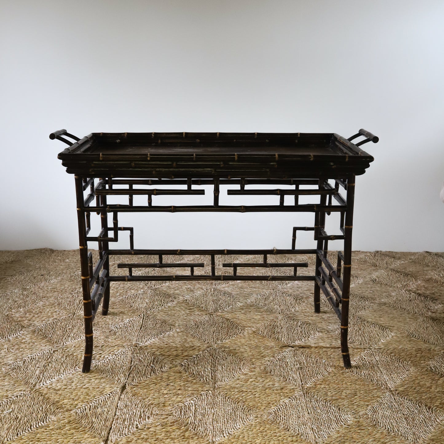 Midcentury Chinoiserie Bamboo Tray Table