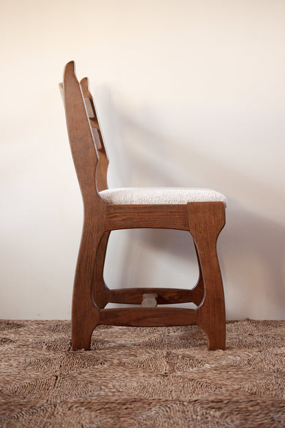 Set of Six Mid-Century French Oak “Razor Back” Dining Chairs