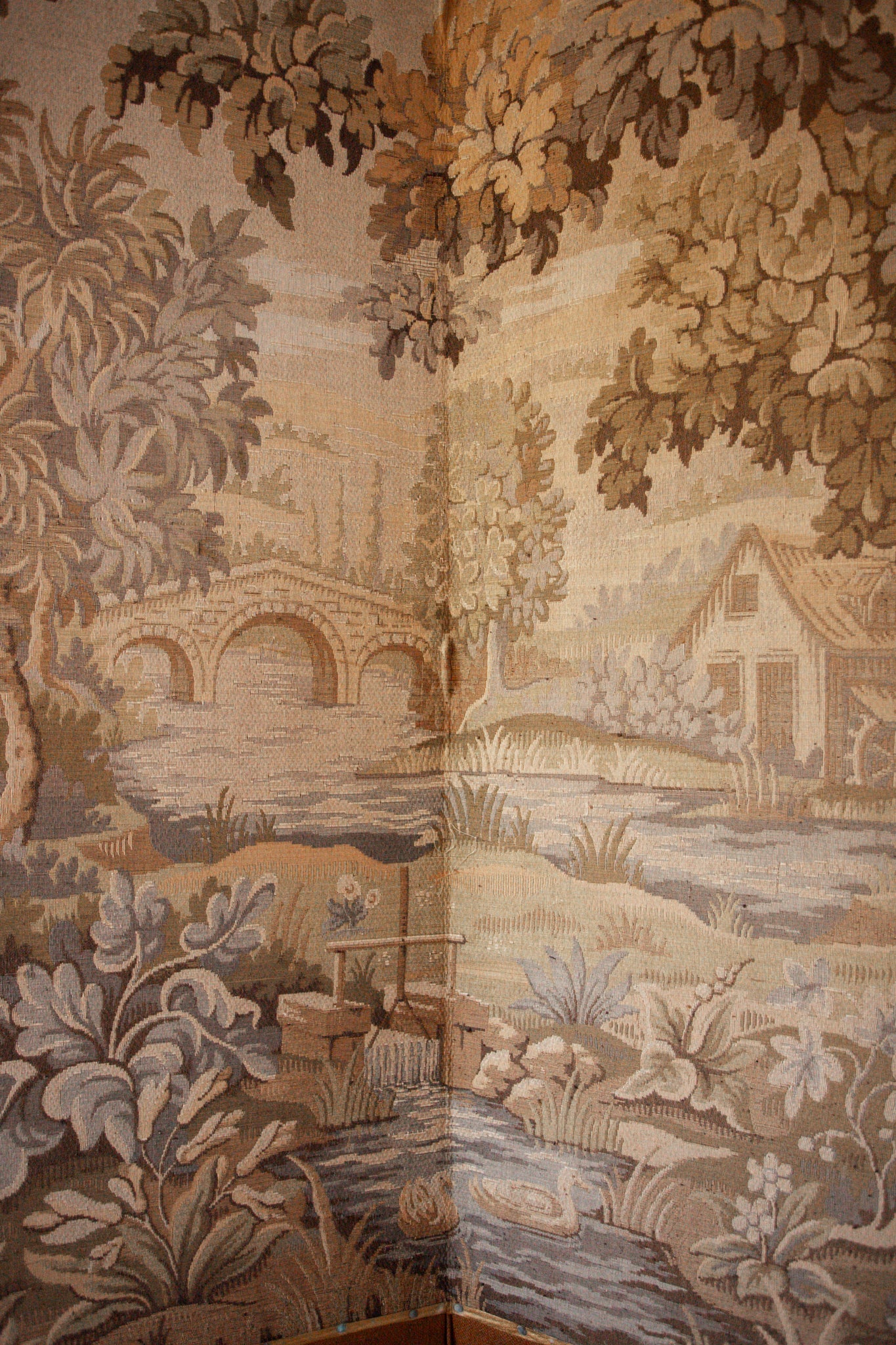 French Four Panel Folding Tapestry Screen.