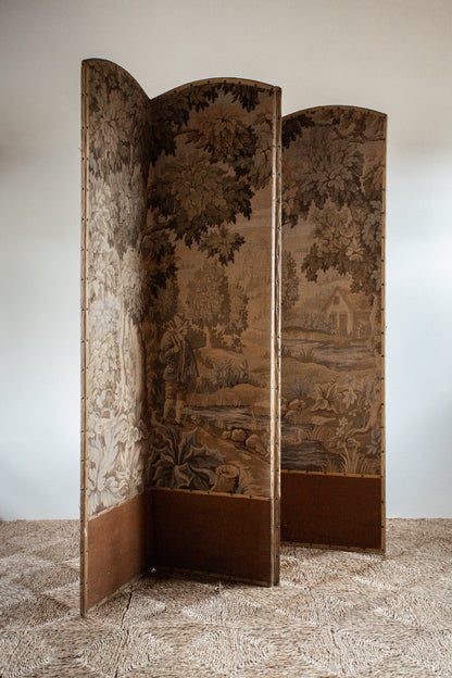 French Four Panel Folding Tapestry Screen.