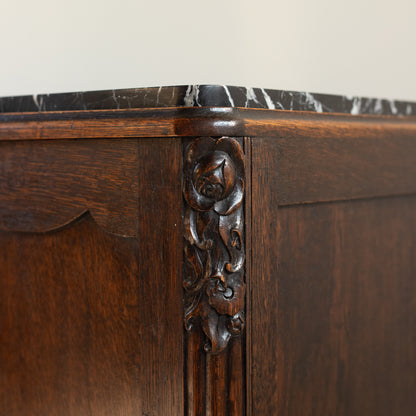 French Art Deco Oak and Marble Bedside cabinets (Pair)