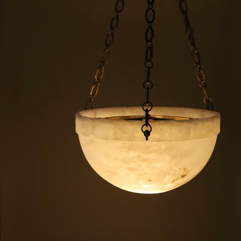 Marble Ceiling lampshade with iron hanging light on