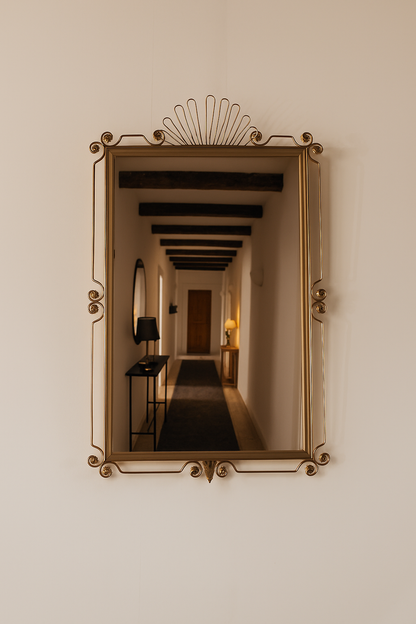 Mid-Century French Brass Framed Mirror