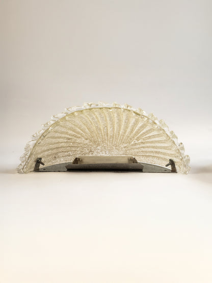 Large Pair of Murano 'Graniglia' Glass Scalloped Wall Lights