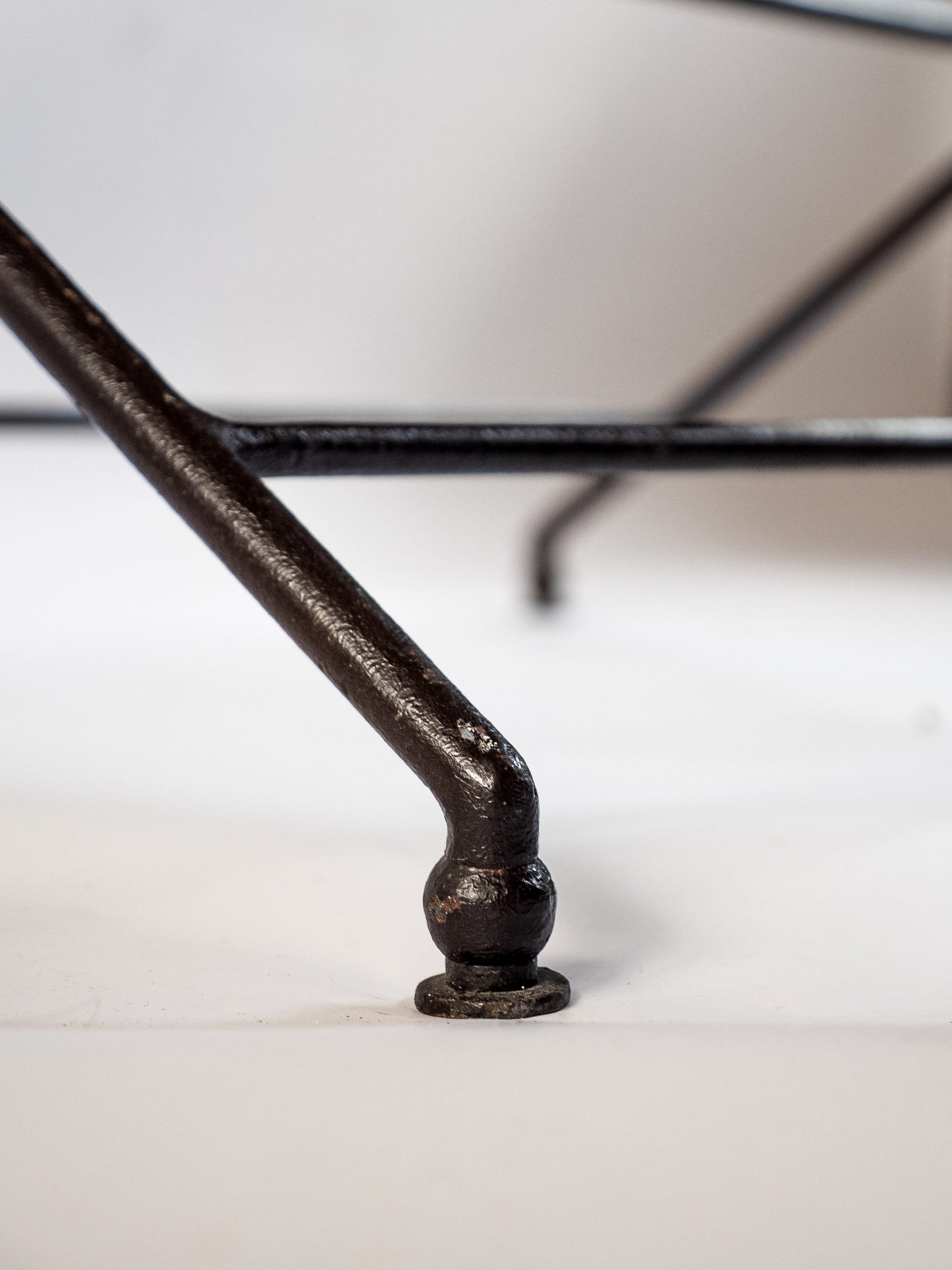 Smart Vintage Iron and Rattan Folding Table.